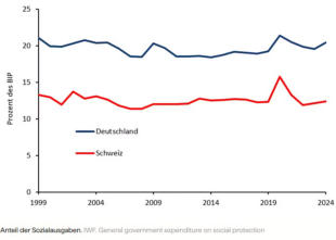 Anteil der Sozialausgaben.IWF. General government expenditure on social protection